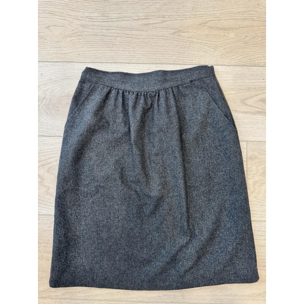 VTG 70-80s Steel Dark Grey Skirt Women's Sz 14 Pockets A Line Knee Classic‎